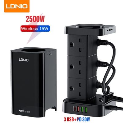 LDNIO SKW6457 6 Outlet USB Tower Extension Power Socket with 15W Wireless Charger_img_5