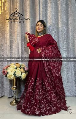 প্রিমিয়াম কোয়ালিটি  কটন আরামদায়ক ভেজিটেবল বাটিক শাড়ি  (LF-C-262)_img_0