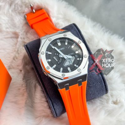 SKMEI 2243 || Dual Timer ||Silver & Orange  | SS Blody || Silicon Strap_img_0