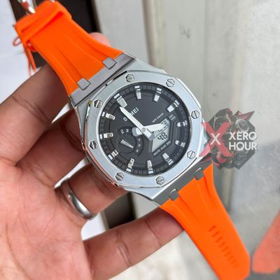 SKMEI 2243 || Dual Timer ||Silver & Orange  | SS Blody || Silicon Strap_img_3