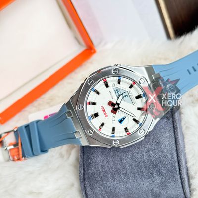 SKMEI 2243 || Dual Timer ||Silver & Sky Blue Multi color   | SS Body || Silicon Strap_img_2