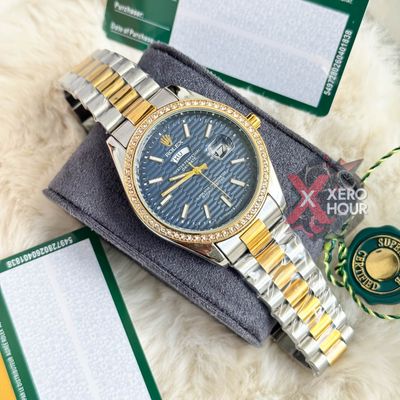 Rolex New Edition || Dual Tone || Wave Blue Textured || SS Body || Water Resistant_img_0