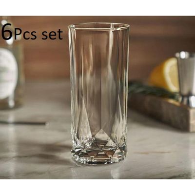স্বচ্ছ কাচের পানির গ্লাস ৬ পিছ - Drinking Water Tall Glass - 6-Piece 350ML #46_img_1
