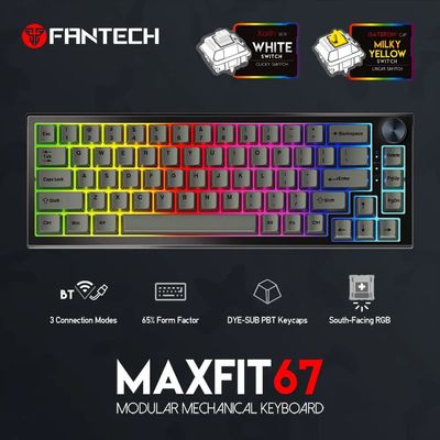 Fantech MAXFIT67 MK858 RGB Pre-Lubed Gateron Milky Yellow Switch Mechanical Hotswap Keyboard_img_0