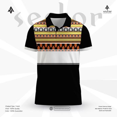 "Ethnic Fusion Premium Polo T-Shirt – Black & White Edition"_img_0