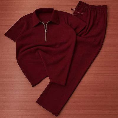 Half Zipper Polo T-Shirt & Trouser Combo_img_4