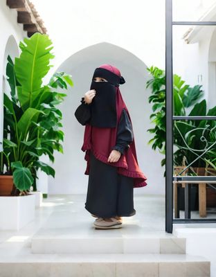 সূর্যমুখি ডিজাইন বেবি বোরকা – মেরুন কালার_img_0