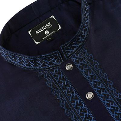 Fancy Cotton Panjabi- Metallic Blue_img_1