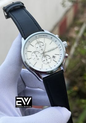 BOSS THREE CHRONO BLACK BELT WHITE DIAL SILVER CASE_img_0