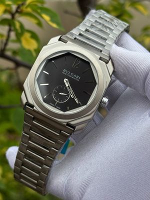 BVLGARI 60 SEC MATTE SILVER CHAIN BLACK DIAL_img_0