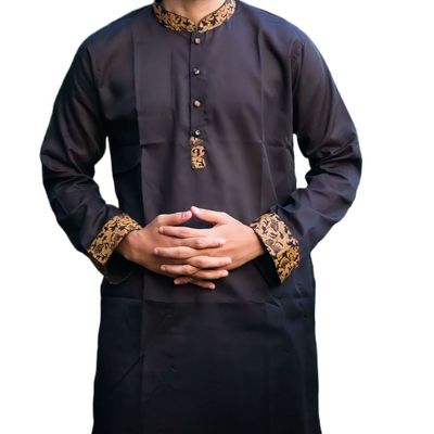 Soft cotton golden contrast Panjabi_img_0