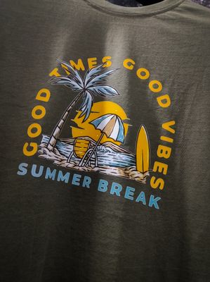 Good Times Good Vibes. premium quality drop solder t-shirt. Olive_img_1