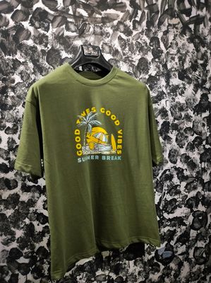 Good Times Good Vibes. premium quality drop solder t-shirt. Olive_img_2