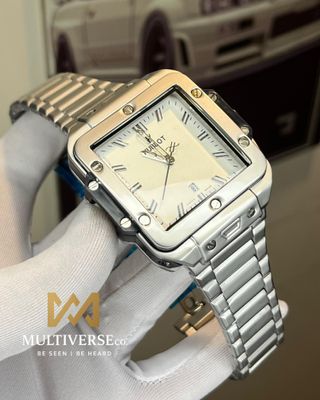 HUBLOT SQUARE BANG WHITE DIAL SILVER CHAIN (AA)_img_1