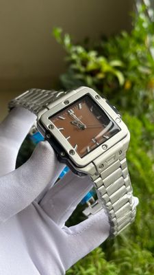 HUBLOT SQUARE BANG BROWN DIAL SILVER CHAIN (AA)_img_0