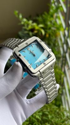 HUBLOT SQUARE BANG NAVY BLUE DIAL SILVER CHAIN (AA)_img_0