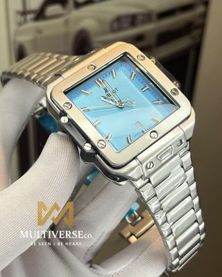 HUBLOT SQUARE BANG NAVY BLUE DIAL SILVER CHAIN (AA)_img_1