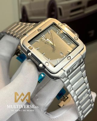 HUBLOT SQUARE BANG BLACK DIAL SILVER CHAIN (AA)_img_1