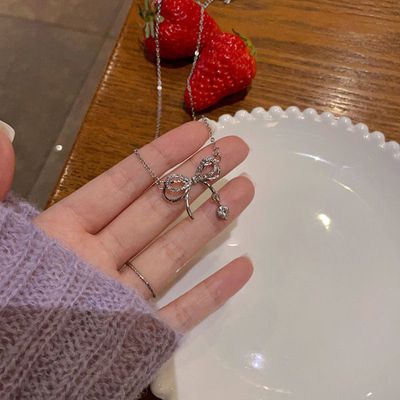 Bow stone silver chain 🤍_img_2