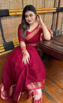 katha Strip Red Sharee_img_5