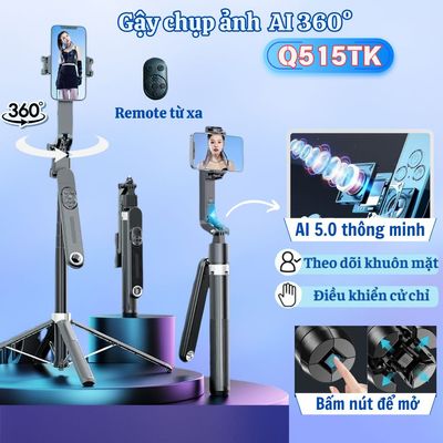 YE Q515TK Extendable 71″ Ai Face Tracking Gimbal Selfie Stick Tripod with Wireless Remote – Black_img_3