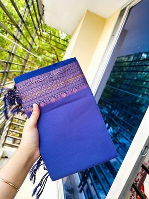 Purple colour Handloom Saree with Zari Border_img_2