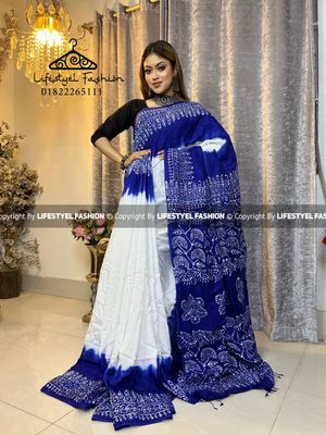 প্রিমিয়াম কোয়ালিটি  সিল্ক আরামদায়ক ভেজিটেবল বাটিক শাড়ি  (LF-SS-403)_img_0