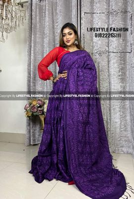 প্রিমিয়াম কোয়ালিটি  সিল্ক আরামদায়ক ভেজিটেবল বাটিক শাড়ি  (LF-SS-368)_img_0