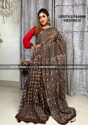 প্রিমিয়াম কোয়ালিটি  সিল্ক আরামদায়ক ভেজিটেবল বাটিক শাড়ি  (LF-SS-420)_img_0