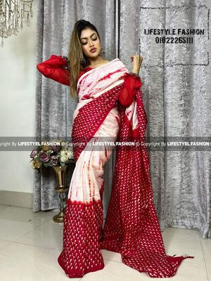 প্রিমিয়াম কোয়ালিটি  সিল্ক আরামদায়ক ভেজিটেবল বাটিক শাড়ি (LF-SS-445)_img_0