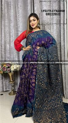 প্রিমিয়াম কোয়ালিটি  সিল্ক আরামদায়ক ভেজিটেবল বাটিক শাড়ি  (LF-SS-436)_img_0
