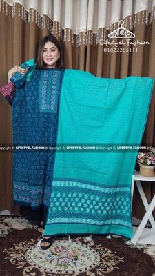 ব্লক প্রিন্ট কটন থ্রি-পিস (LF-TP-922)_img_0