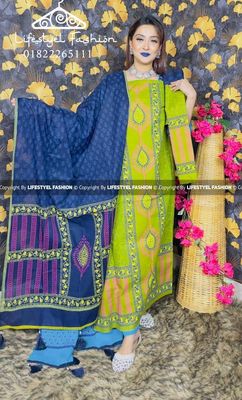 ব্লক প্রিন্ট কটন থ্রি-পিস (LF-TP-936)_img_0