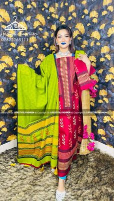 ব্লক প্রিন্ট কটন থ্রি-পিস (LF-TP-955)_img_0