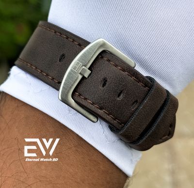 HILFIGER AUTOMATIC SILVER CASE BROWN BELT_img_3