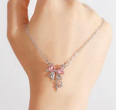 Pretty pink bow chain.99 Taka Only 🤍💞_img_3