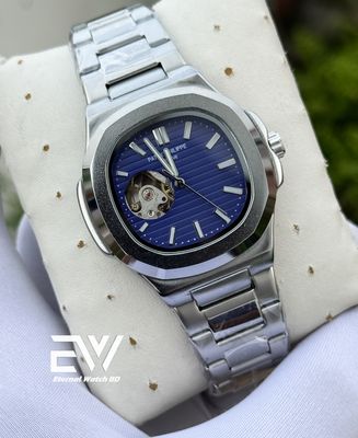 PARTEK AUTOMOTIC BLUE DIAL SILVER CHAIN_img_0