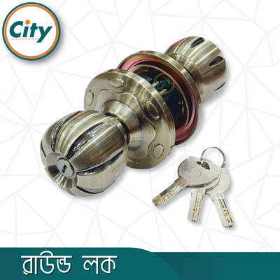 প্রিমিয়াম মানের রাউন্ড লক উচ্চ সুরক্ষা অ্যান্টিক ব্রাস পালিশ করা রাউন্ড লক কাঠের দরজার লক_img_1