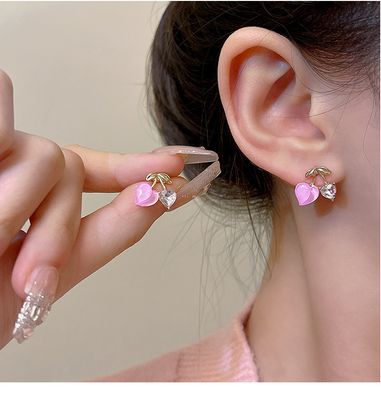 Cute pink love earrings_img_1