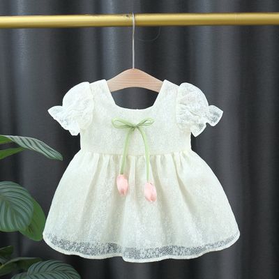 Imported 🌸 Girls’ Summer Lace Tulip Dress – Short Sleeve Princess Style_img_0