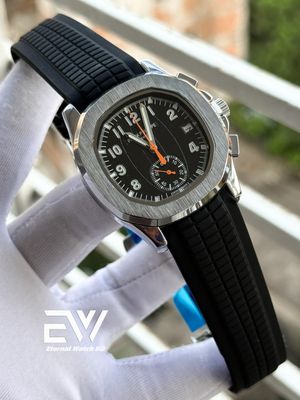 PATEK PHILLIPE AQUANAUT BLACK DIAL SILVER CASE BLACK BELT_img_0