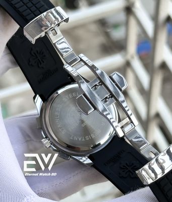 PATEK PHILLIPE AQUANAUT BLACK DIAL SILVER CASE BLACK BELT_img_2