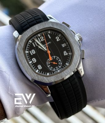PATEK PHILLIPE AQUANAUT BLACK DIAL SILVER CASE BLACK BELT_img_3