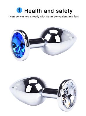 Metal Anal Plug Stainless Steel Butt Plug With Jewelry Colorful Crystal Anus Plug Anal Bead Adults Sex Toys for Women Adult Game_img_1