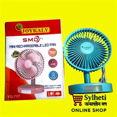 JOYKALY YG-717 Rechargeable 2400mAh Battery Type-C Charging Port Desk Fan With LED Lamp_img_0