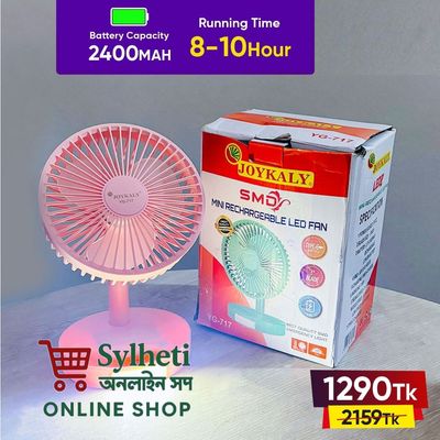 JOYKALY YG-717 Rechargeable 2400mAh Battery Type-C Charging Port Desk Fan With LED Lamp_img_1