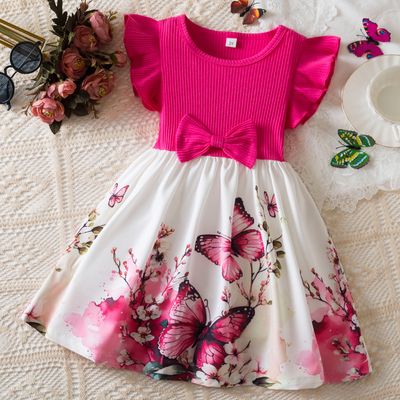Imported🦋 Korean Style Butterfly Print Dress – Flying Sleeve Princess Dress_img_0