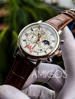 Patek Philippe Rose gold body, white Dial, Brown belt_img_0
