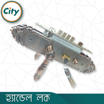 উচ্চ সুরক্ষার বড় আকারের হ্যান্ডেল লক অতিরিক্ত নব সহ প্রধান দরজার জন্য অ্যান্টিক রঙের দরজার লক Door Lock_img_1