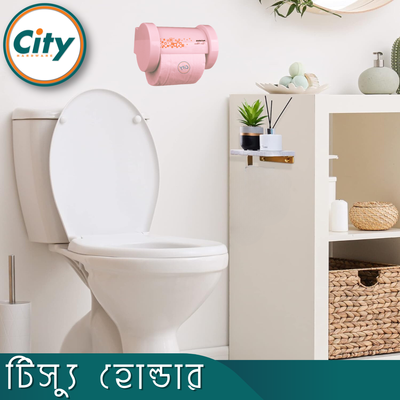 টিস্যু হোল্ডার গোলাপী রঙের ওয়াল মাউন্ট টয়লেট টিস্যু পেপার হোল্ডার_img_5